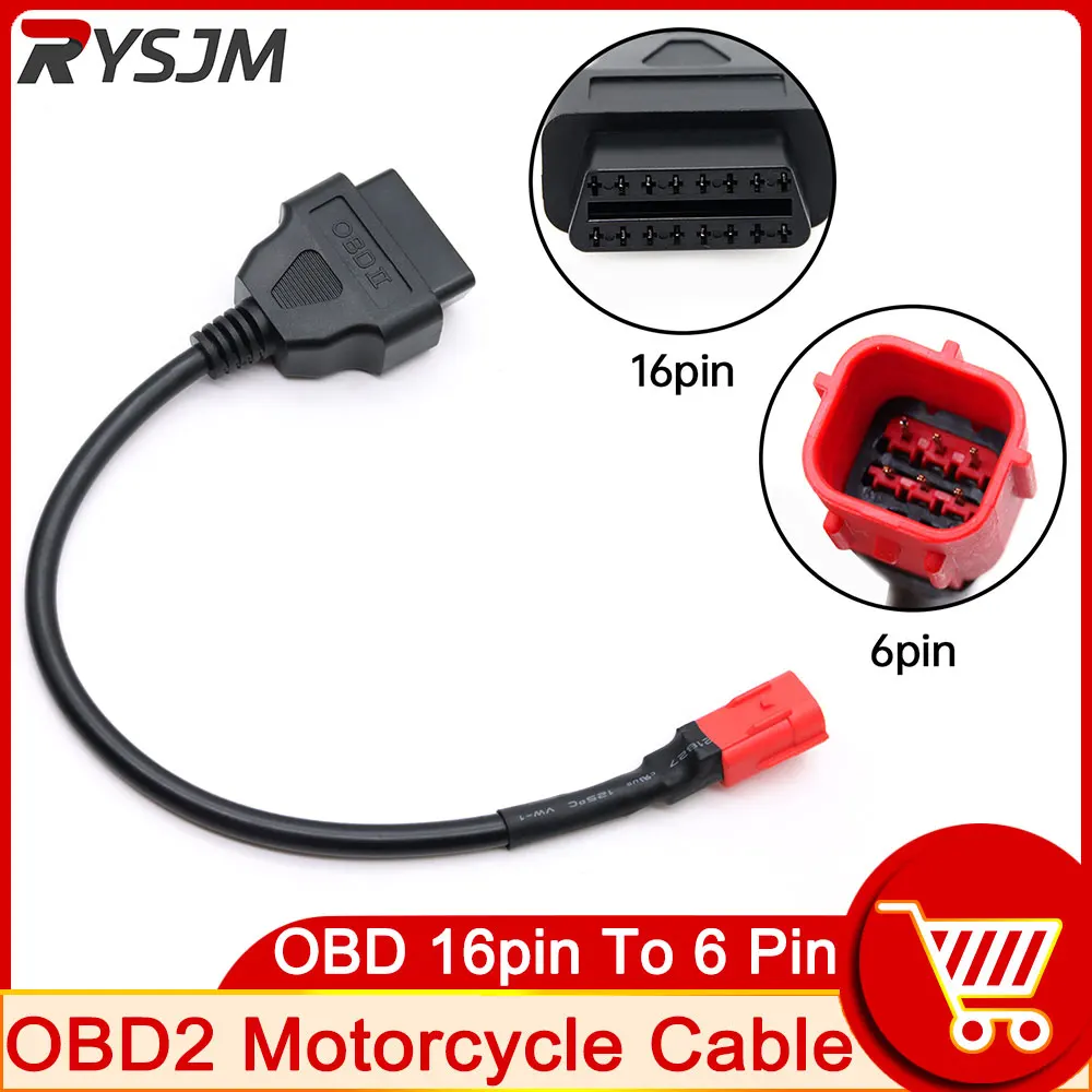 6 Pin to OBD 16 Pin Adaptor Cable Motorcycle Fault Detection Connector for  on OnBuy