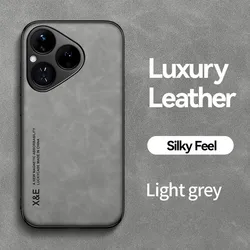 Premium Magnetic Sheepskin Leather Shockproof Phone Case for Huawei P60 Pro (Light Grey)