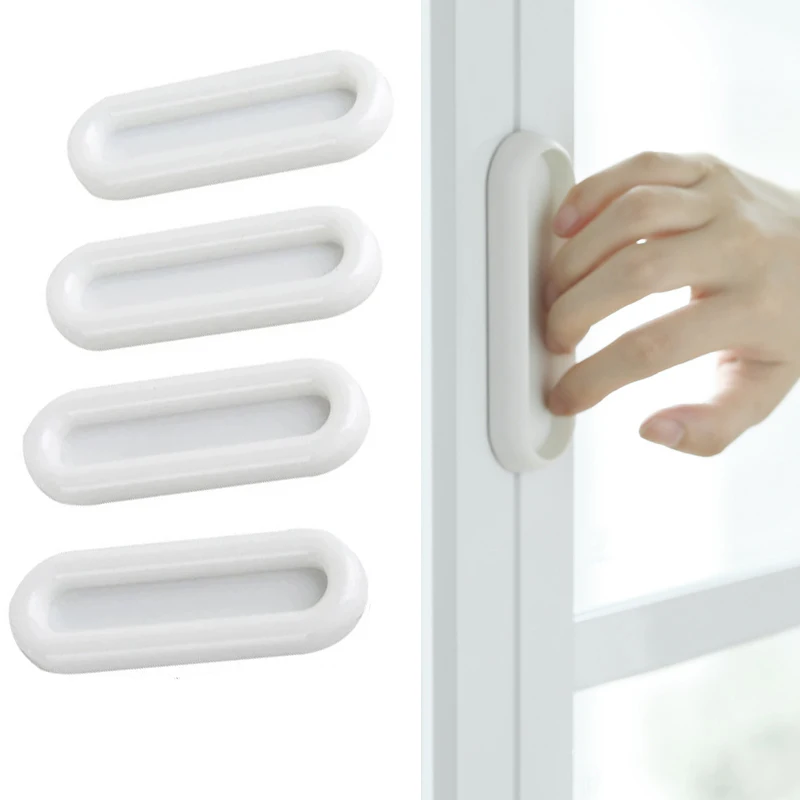 4Pcs Self-adhesive Oval Door Knobs for Interior Doors Glass Window Cabinet Drawer