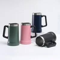 709ml Inox Thermal Mug For Beer 4 hours ice cold Large capacity handle beer mug 304 stainless steel thermos 2