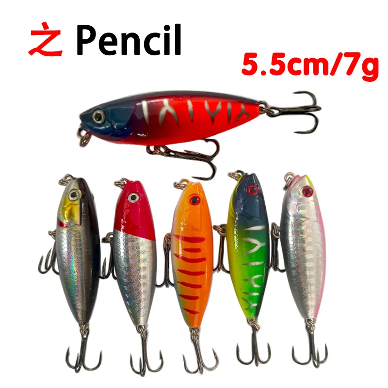 Surface Walk The Dog Fishing Lures, Stickbait Topwater Hard Baits, Wobblers Per Bass, Pike Tackle Pes, 55Mm, 7G, 1 Pz