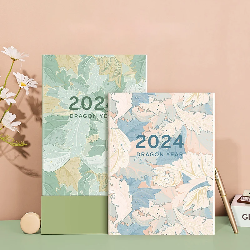 1pcs 2024 캘린더 플래너 노트 365일 메모장 주간 목표 습관 추적기 카와이 일정 플래너 다이어리 일정 정리 도구