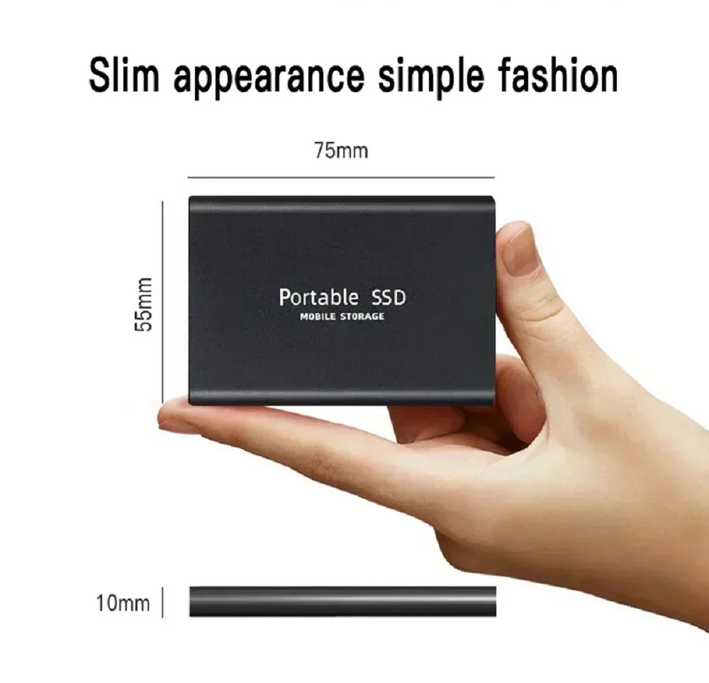 Portable SSD 1TB High Speed External Hard Drive USB 3.1 Type-C Interface Hard Disk Solid State Drive Mass Storage for Laptop/PC/TV 2