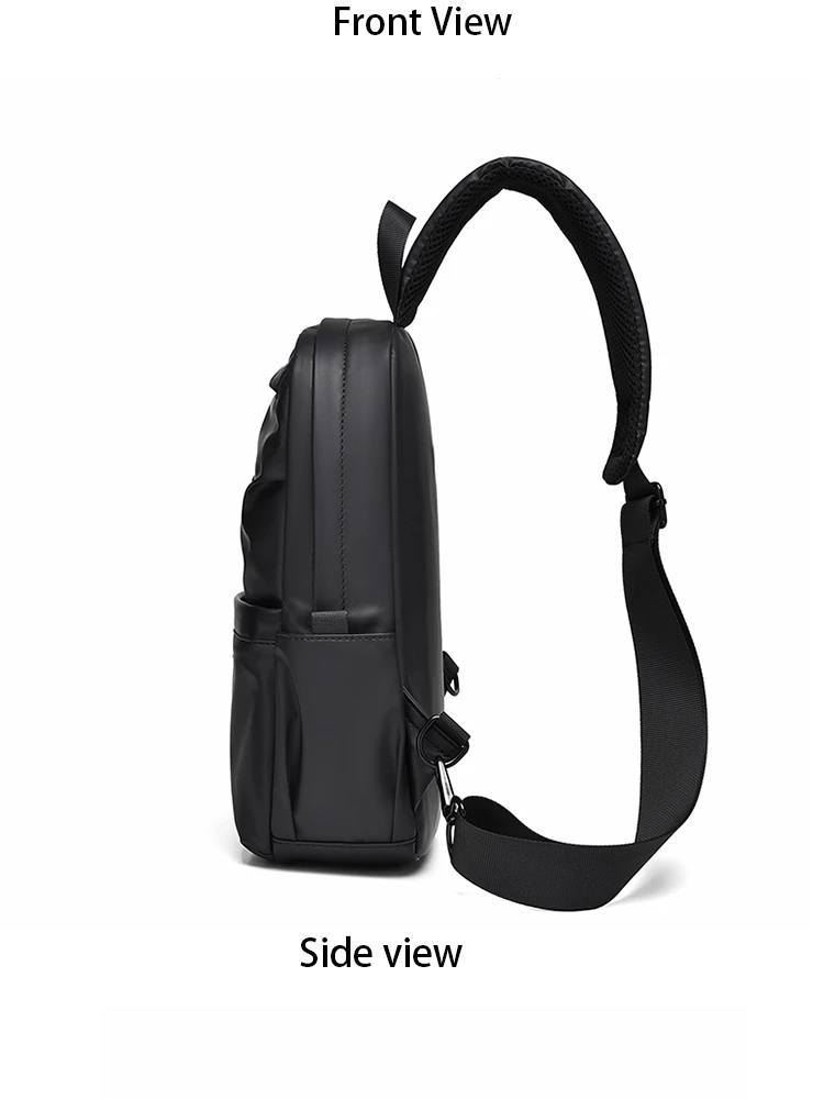 Neue trendige lässige Leder-Membran-Brusttasche für Herren, spritzwassergeschützte multifunktionale Umhängetasche – Detail 11