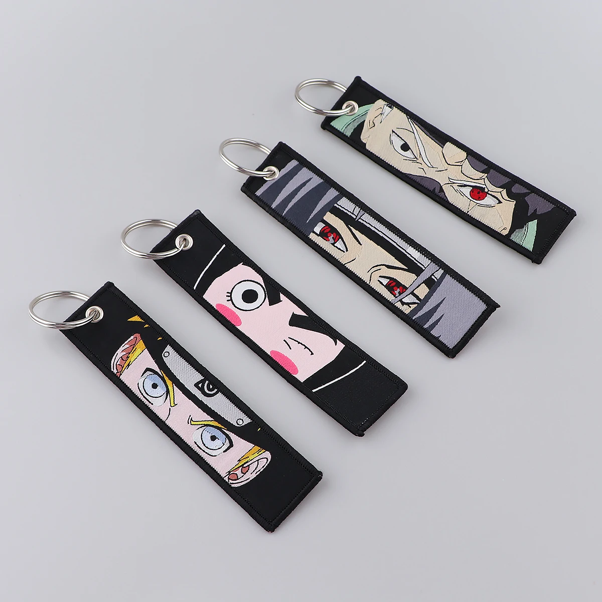 Japanese Anime Embroidery Key Fobs Key Tags Motorcycles Backpack Chaveiro Car Keychain Mange Key Ring Gifts for Friends Fashion