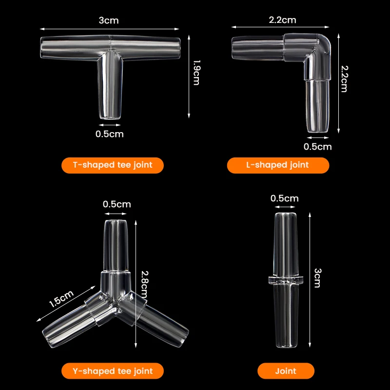 Aquarium Tubing Connectors 10Pcs Aquarium Airline Tubing Connectors Fish Tank Transparent Air Tube Adapters for 4mm Inner Diameter Air Line Hose
