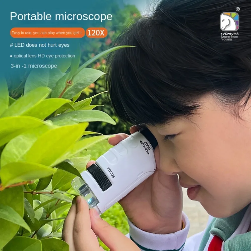 

Optical Equipment Experiment Science Experiment Microscope 60-120x Magnifying Glass Hand-held Microscope Children's Microscope