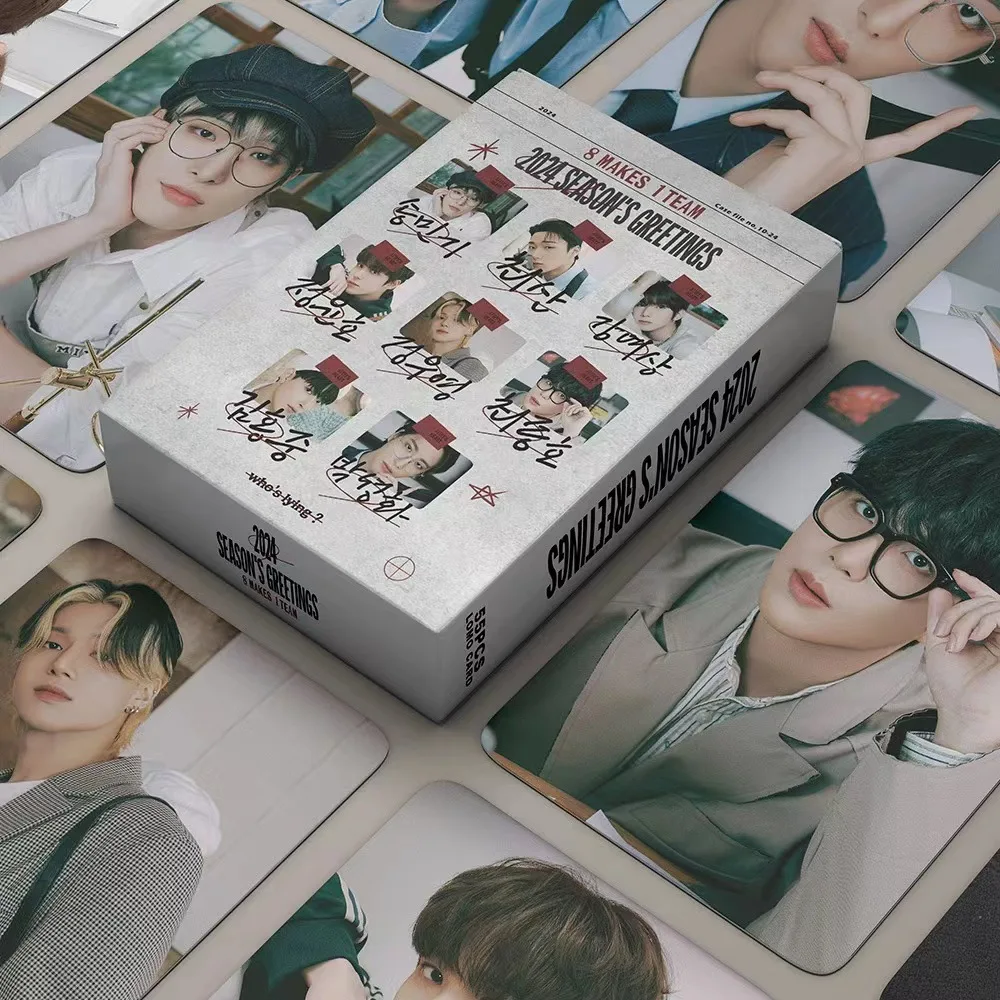 55Pcs/Set KPOP ATEEZ Season's Greetings 2024 Selfie LOMO Cards