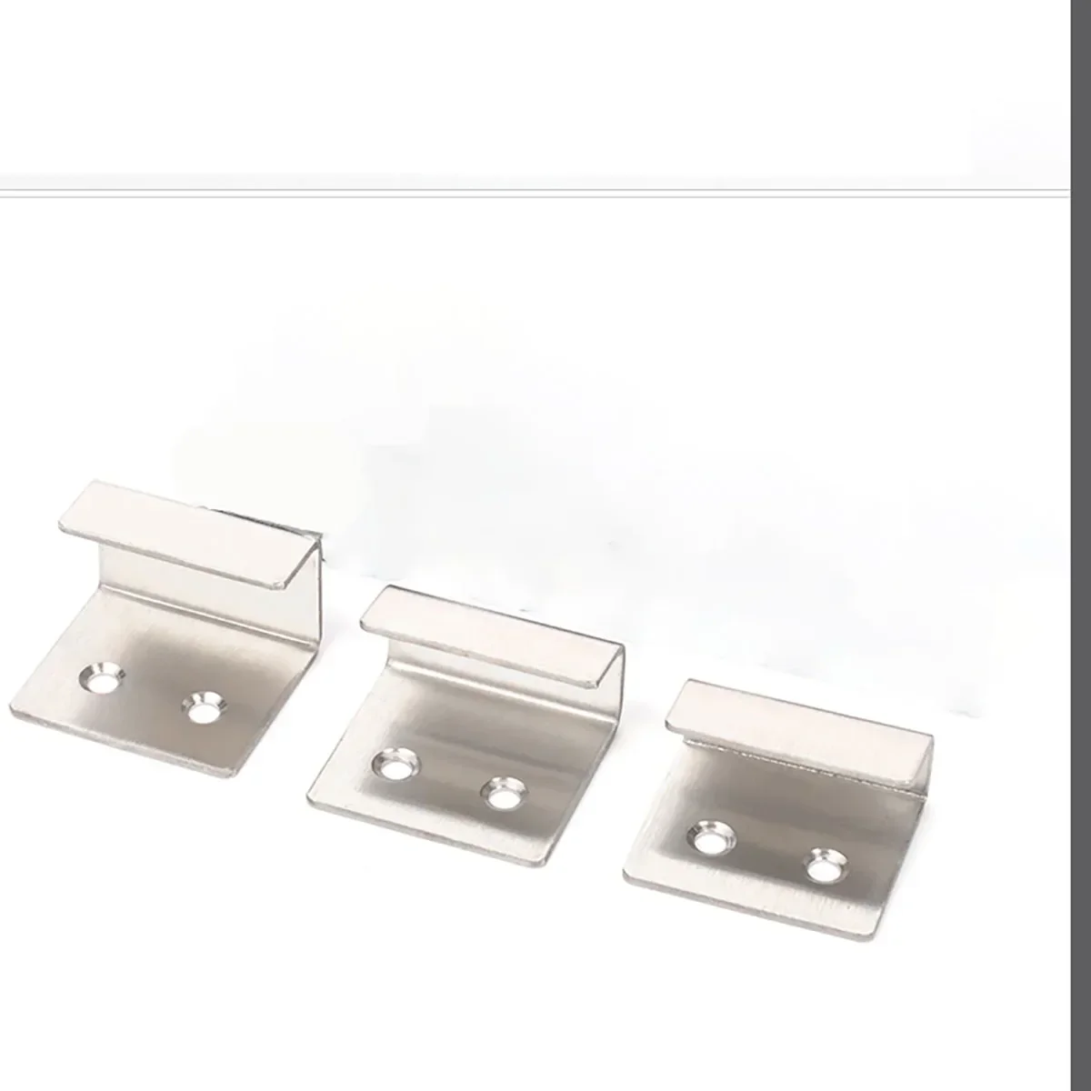 Description Picture 2 of item1Pcs Stainless Steel Hanging Code Tile Display Wall Fixing Clip Buckle Corner Bracket Hanging Tile Mirror Support Hardware