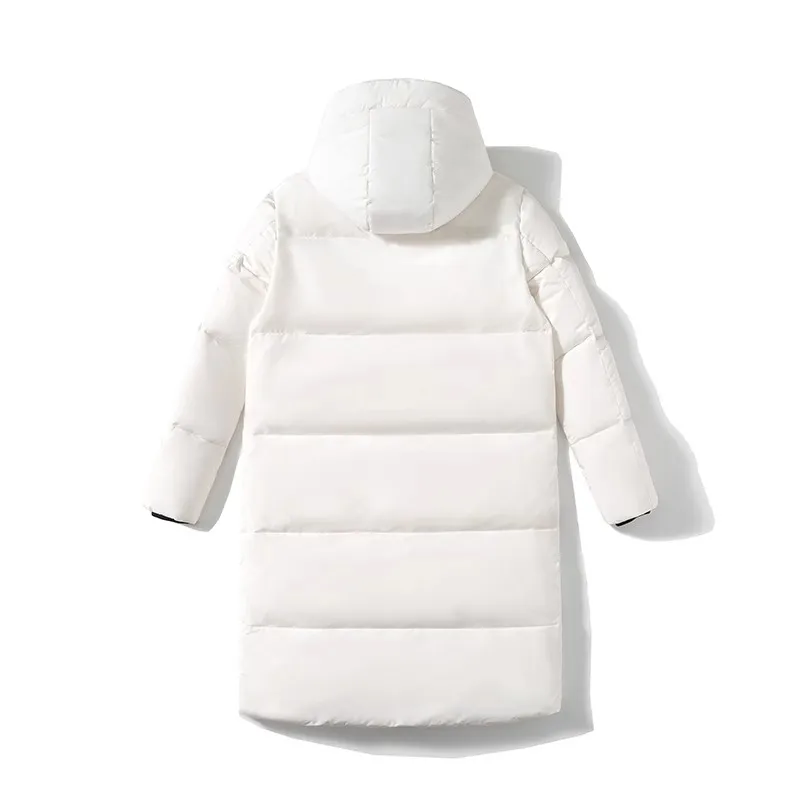 Winter Men's Fashion Hooded Down Jacket Long Casual Loose Warm Windproof Coat Men Solid White Duck Down Jackets Couple Outwear