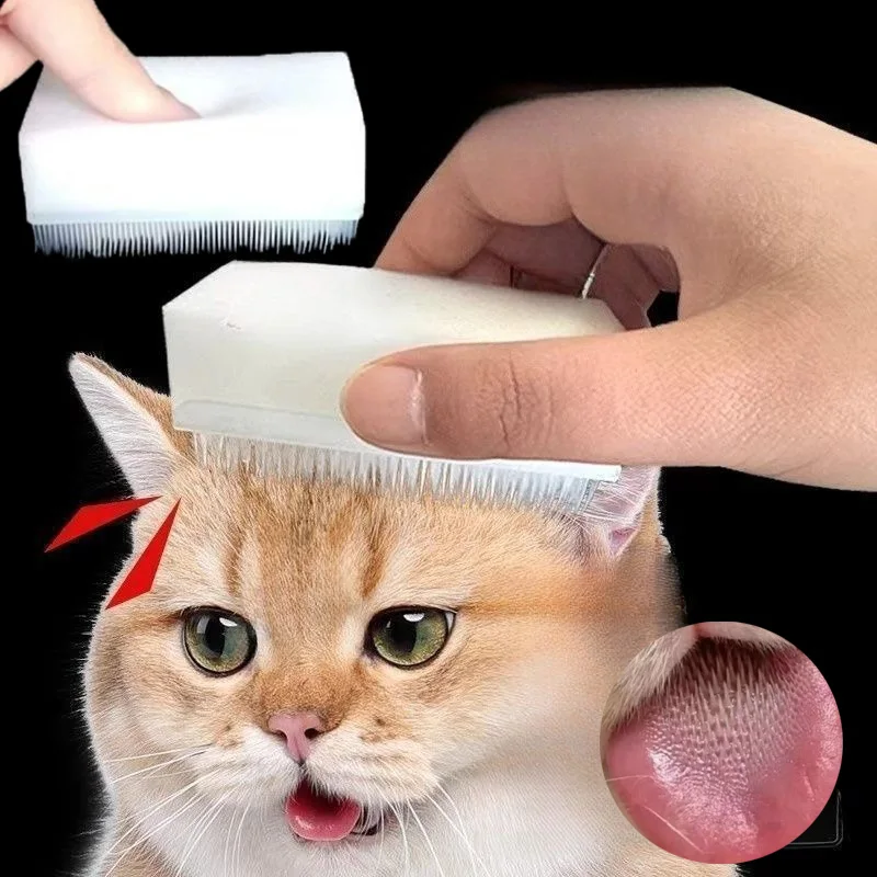 고양이 마사지 브러시 혀 감각 청소 브러시 부드러운 고양이 및 개 혀 코팅 브러시 양면 스펀지 고양이 혀 빗