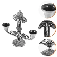 Shabbat Candles Holders Dining Table Statue Alloy Vintage Religious Gift Zinc Metal Candlestick Church Stand for Decor 5
