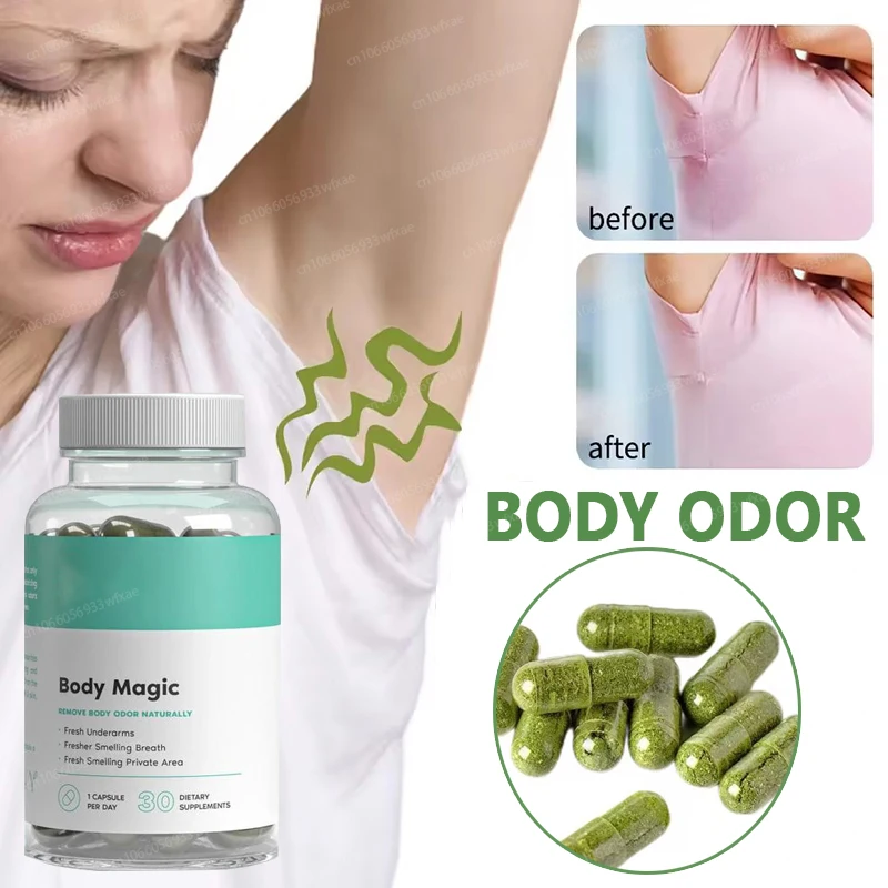 Body Odor Eliminator Pills Chlorophyll Capsules 30 Vegan Capsules for Detox Digestion Gut Health Skin Support and Oily Skin body odor capsules chlorophyll gummies