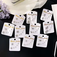 

New Color-preserving Hypoallergenic Earrings Korean Fashion All-match Geometric Zircon Three-piece Earrings Simple Trend Jewelry