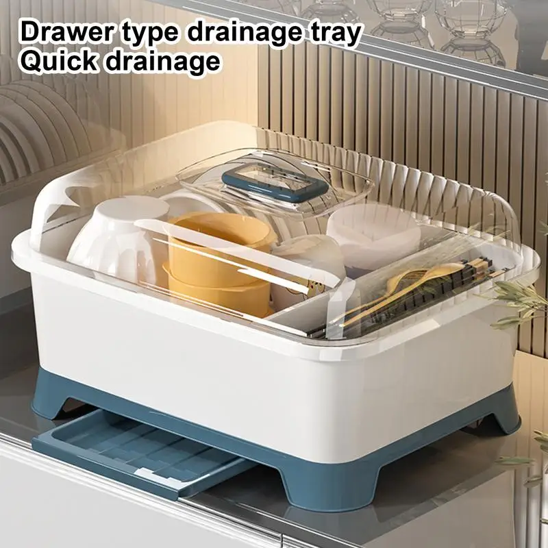 

Kitchen Desktop Dish Bowl Drying Rack With Removable Drip Tray Dish Bowl Plate Storage Box Cutlery Organizer Cupboard StorageBox