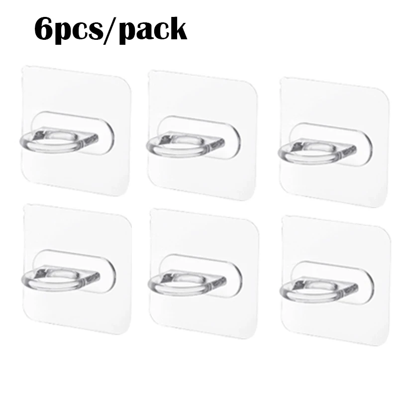 

6pcs Transparent Wall Hooks Round Hangers Self Adhesive Door Wall Mounted Hangers Hooks Rack for Kitchen Bathroom Accessories