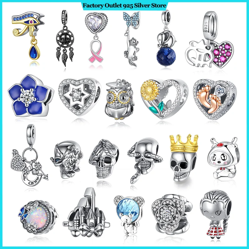 

Castle Pendant Skull Beads For Pandora Original 925 Sterling Silver Bracelet, DIY Birthday Gift for Women Men