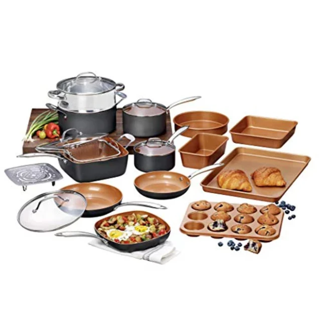 Gotham Steel Pots and Pans Set 20 Piece Cookware Set with Nonstick Ceramic Copper Coating