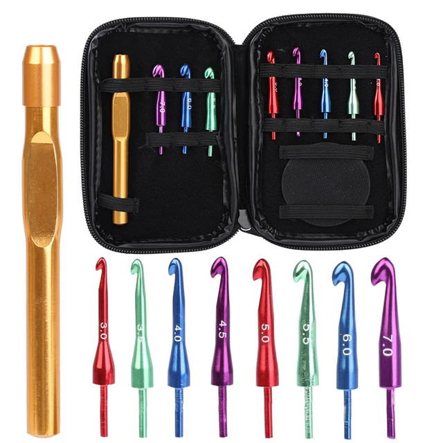 Crochet Hooks Adjustable Heads 1 Knitting Handle With 8 Replaceable Needles  Heads Knitting Tools Boutique Colorful 3.0-7.0mm - AliExpress