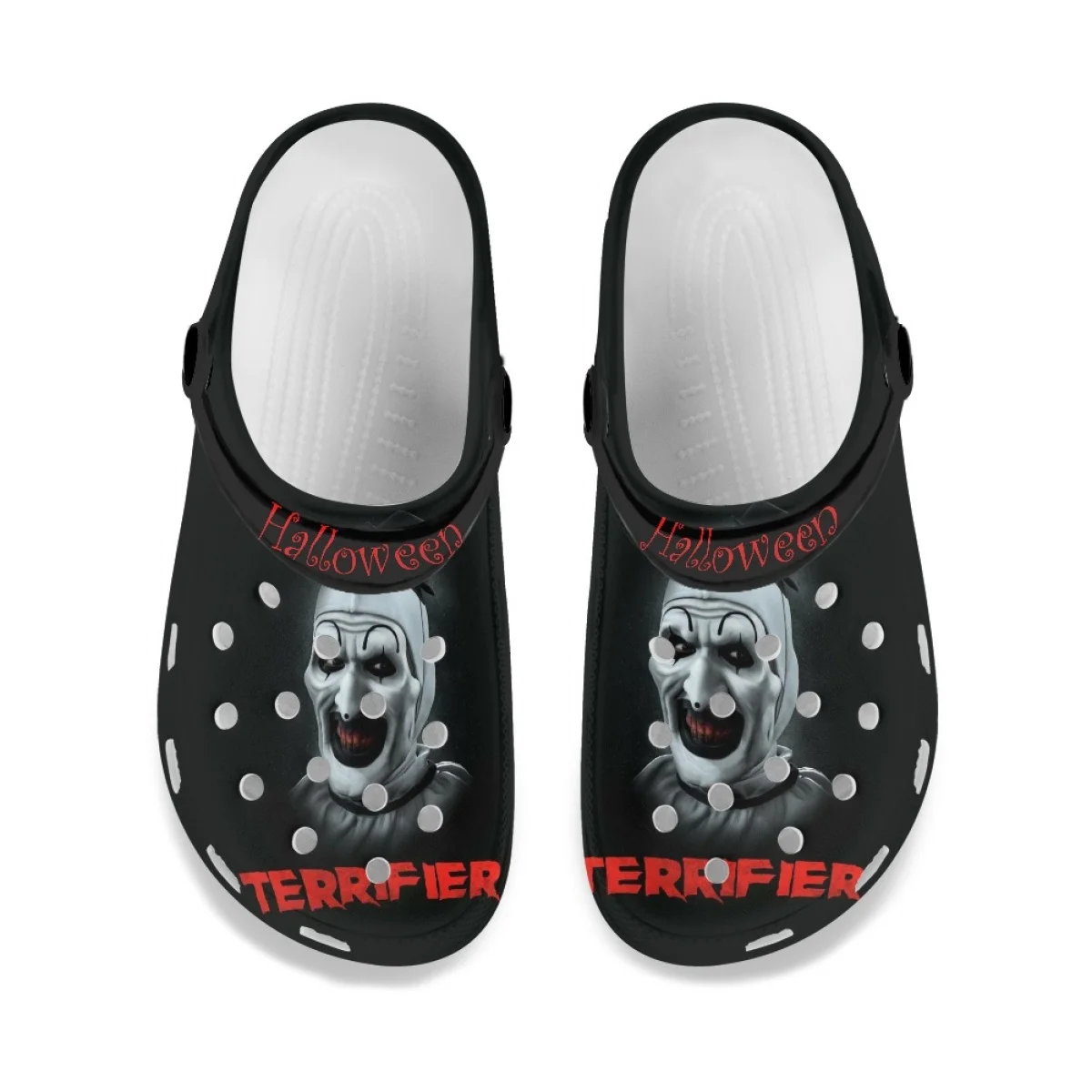 New 2023 Fashion Men's Clogs Sandals Halloween Horror Movie Printed Breathable Round Hole Shoes Anti Slip Bathroom Shoes Gifts