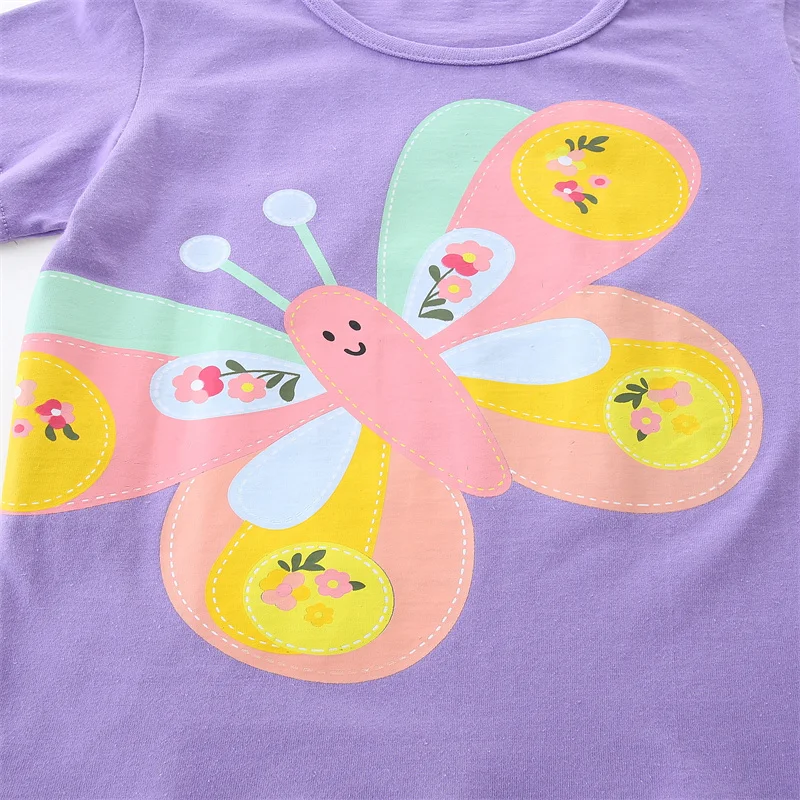 Jumping meters 2-7T Summer Clothes Baby Tees Tops Butterfly Print  Shirts  Hot Selling Kids T shirts Boys Girls Clothing 5