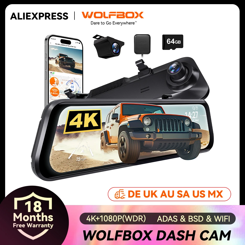 WOLFBOX G850 PRO 4K WIFI ミラーダッシュカム ADAS および BSD WOLFBOX G850 PRO 4K WIFI ミラーダッシュカム ADAS および BSD