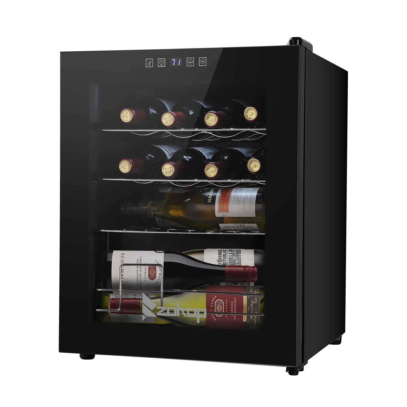 JC-48 115V 85W 1.7cu.ft/49l Electronic Wine Cabinet Cold Rolled Sheet Transparent Glass Door / 16Bottle with Display Black
