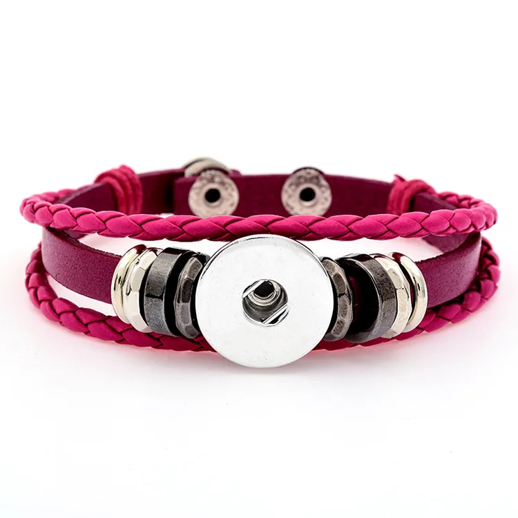15pcs Leather Snap Button Bracelet  Braided Leather Snap Bracelets for Women Men Buttons Jewelry