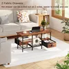 Coffee Table with 2 Fabric Drawers, 35inch Small Coffee Table for Living Room, 2-Tier Central Table 	Rustic Brown 4