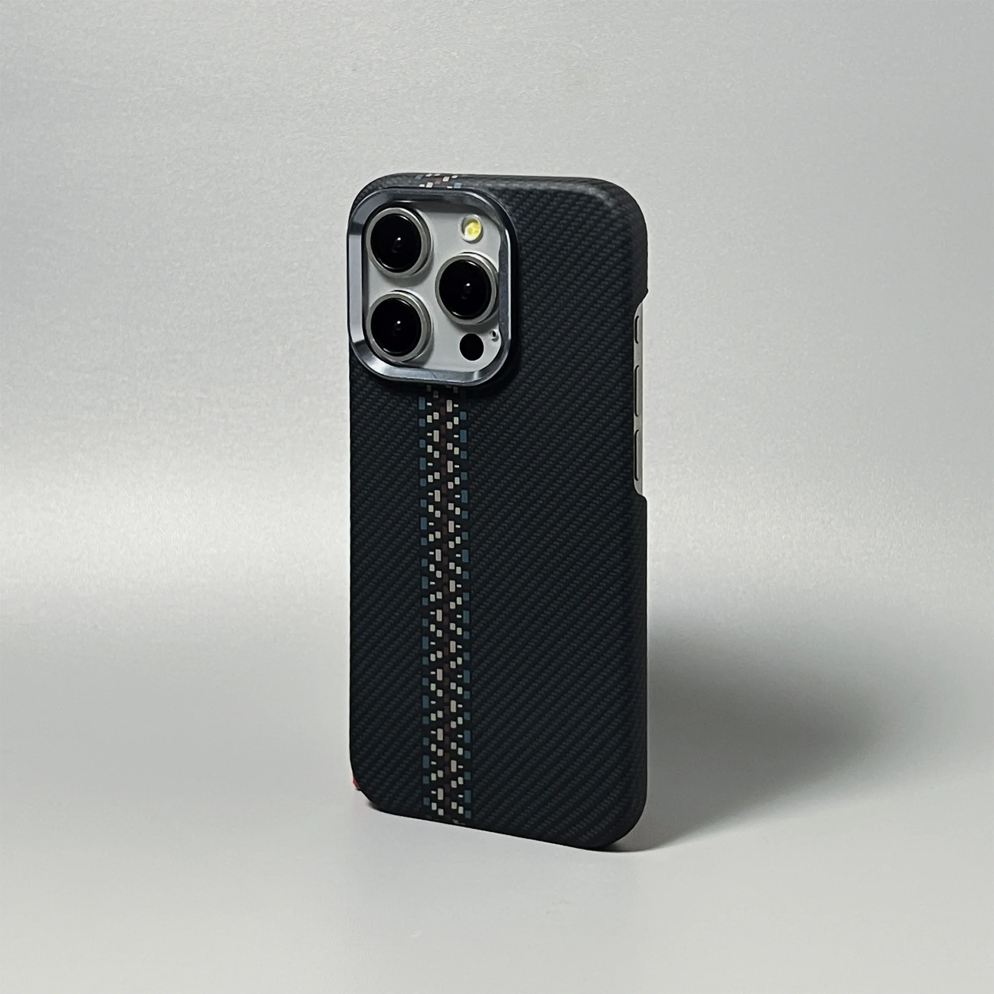 Ultra Thin Carbon Fiber Texture Magsafe Case with Wireless Charging and Alloy Lens Matte Hard Cover