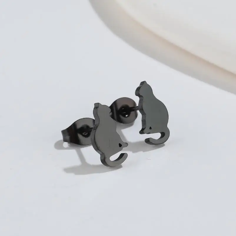 Shuangshuo Niedliche Kätzchen-Ohrstecker, Mini-Edelstahl, Katzen-Ohrstecker für Frauen, minimalistischer Schmuck, Accessoires, Geschenke – Detail 5