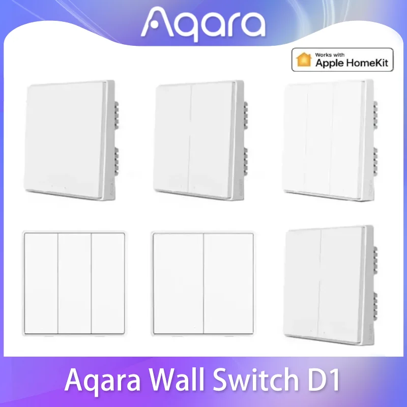 Aqara-interruptor Inteligente de Parede sem Fio d1 Zigbee Chave de Luz Controle Remoto Fio de Fogo Não Neutro Trabalhe com mi Home Homekit