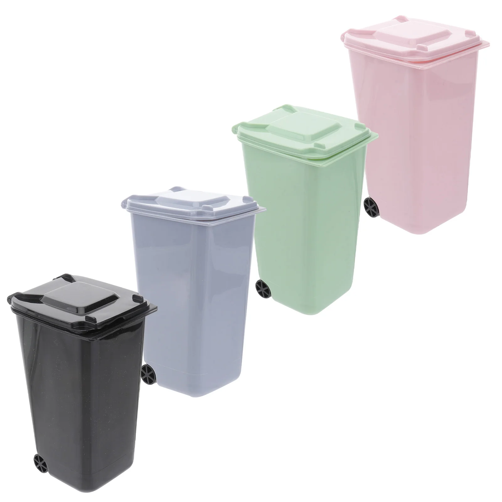 

Trash Can, 4Pcs Curbside Garbage Trash Bin Pen Holder and Unique Tiny Size Recycle Can Set Cup Desktop Organizer