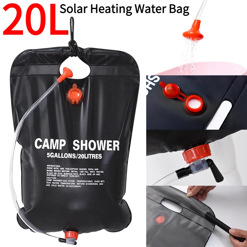 10 Gallonen 40l tragbare Solar Camping Dusche Wassertasche PVC Heizung  Dusche Bad Tasche