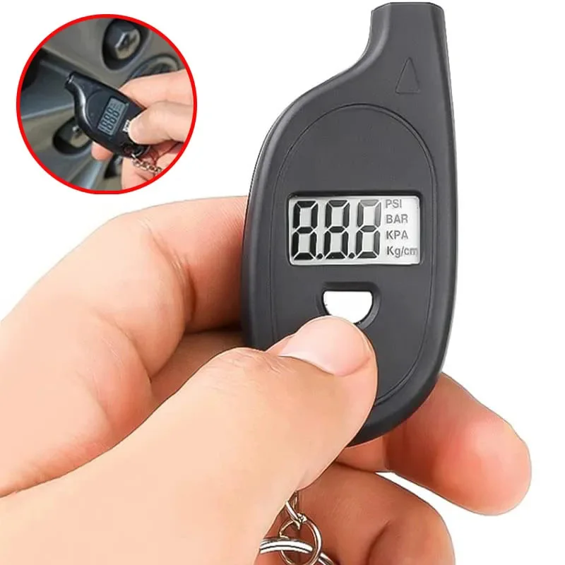 Mini Digital Lcd Display Tire Gauge Car Mini Keychain Tire Air Pressure Tester Meter Auto Car Motorcycle Tire Safety Alarm