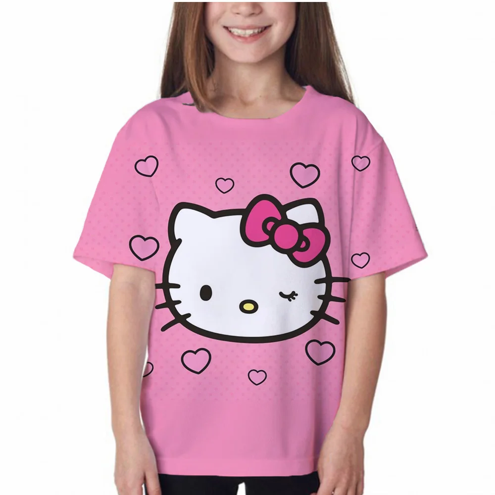 Anime 3D T Shirt HELLO KITTY erkek kadın çocuk yaz rahat Tshirt