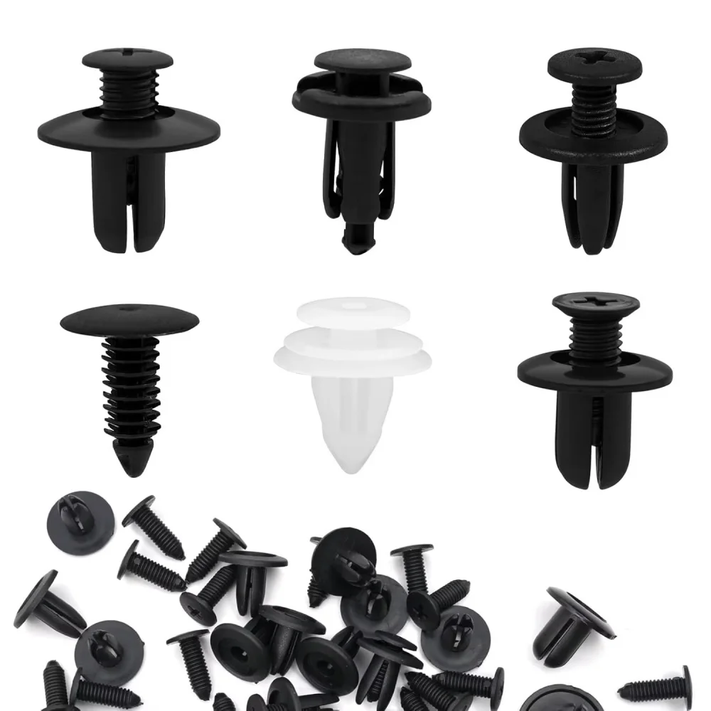 Auto Fastener Clip Mixed Car Body Push Retainer Pin Rivet Bumper Door Trim Panel Fastener Kit Car Clips Box or Bag Packag 100Pcs