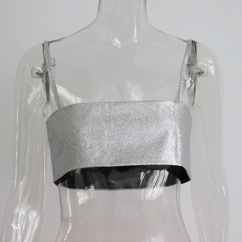 Sparkly Y2K Tops Women Summer Suspender Sleeveless Sexy Crop Top 2025 Femme Elegant Night Party Basic Cute Tops Tee