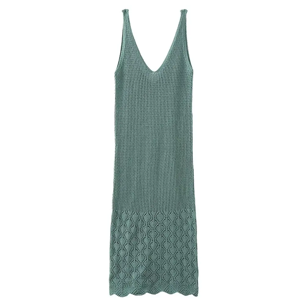 

Maxdutti Hollow Out Knit Dress Sexy Sleeveless Party Dress Women French Fashion Ladies Elegant