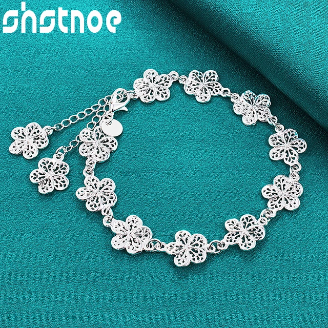 925 Sterling Silver Roses Charm Bracelet Chain  925 Sterling Silver  Jewelry - 925 - Aliexpress