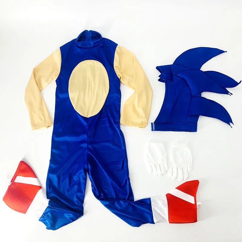 Halloween Cosplay Blue Clothes Hat White Gloves 4-11Y Children's Performance Halloween Baby Costume kids clothing set