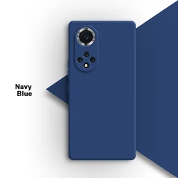 Premium Square Liquid Silicone Soft Mobile Back Cover - High Quality Protection for Huawei Nova 9 Pro (Navy Blue)