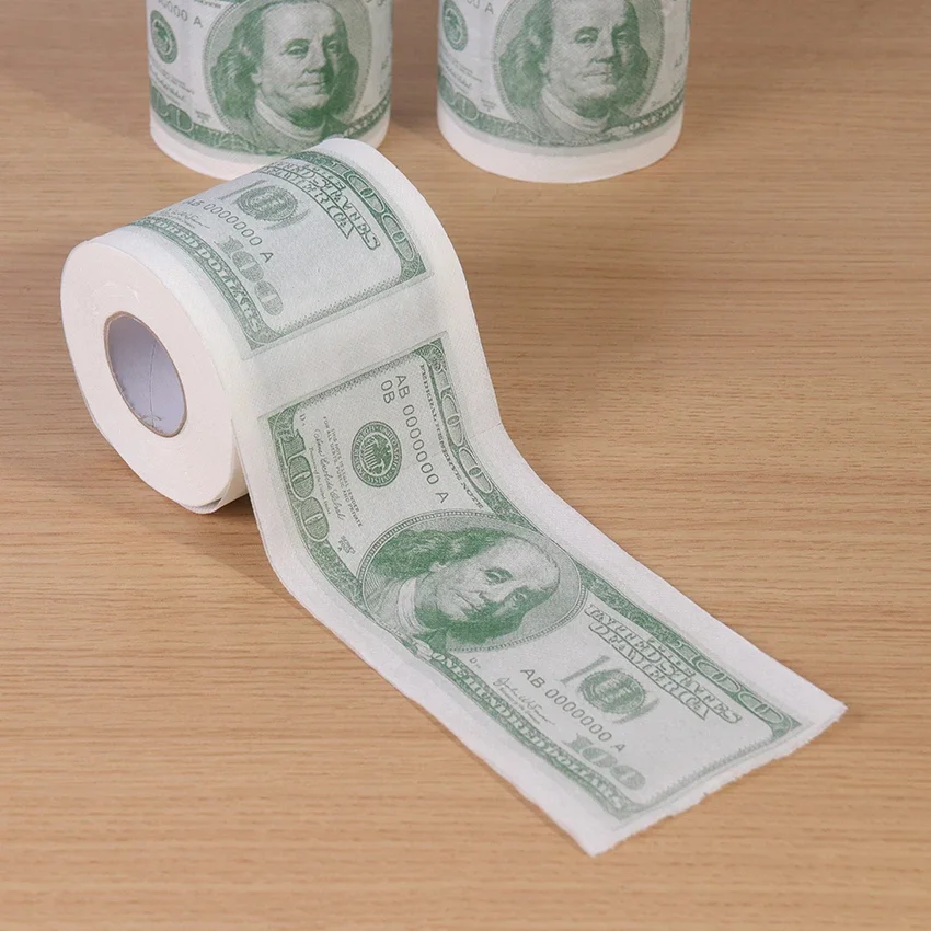 1 Roll Home Supplies Wood Pulp One Hundred Dollars Printed Rolling Paper Funny Toilet Paper Humor Toilet Novelty Gift
