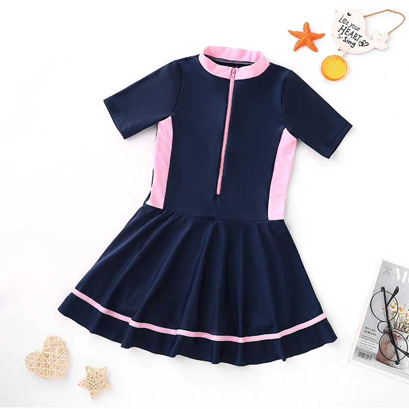 بدلة سباحة للفتيات بسحاب بدلة سباحة للفتيات والأطفال قطعة واحدة بدلة سباحة مرقعة على شكل زهرة للفتيات