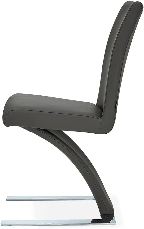 Furniture Modern Mesa Dining Chair in Dark Grey Microfiber Leather and Stainless Steel