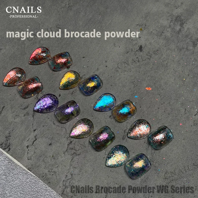Cnails 글리터 매직 스팽글 플레이크 네일 파우더, 반짝이는 스파클링 브로케이드 파우더, 매니큐어 안료 네일 아트 장식, 0.3g/Box