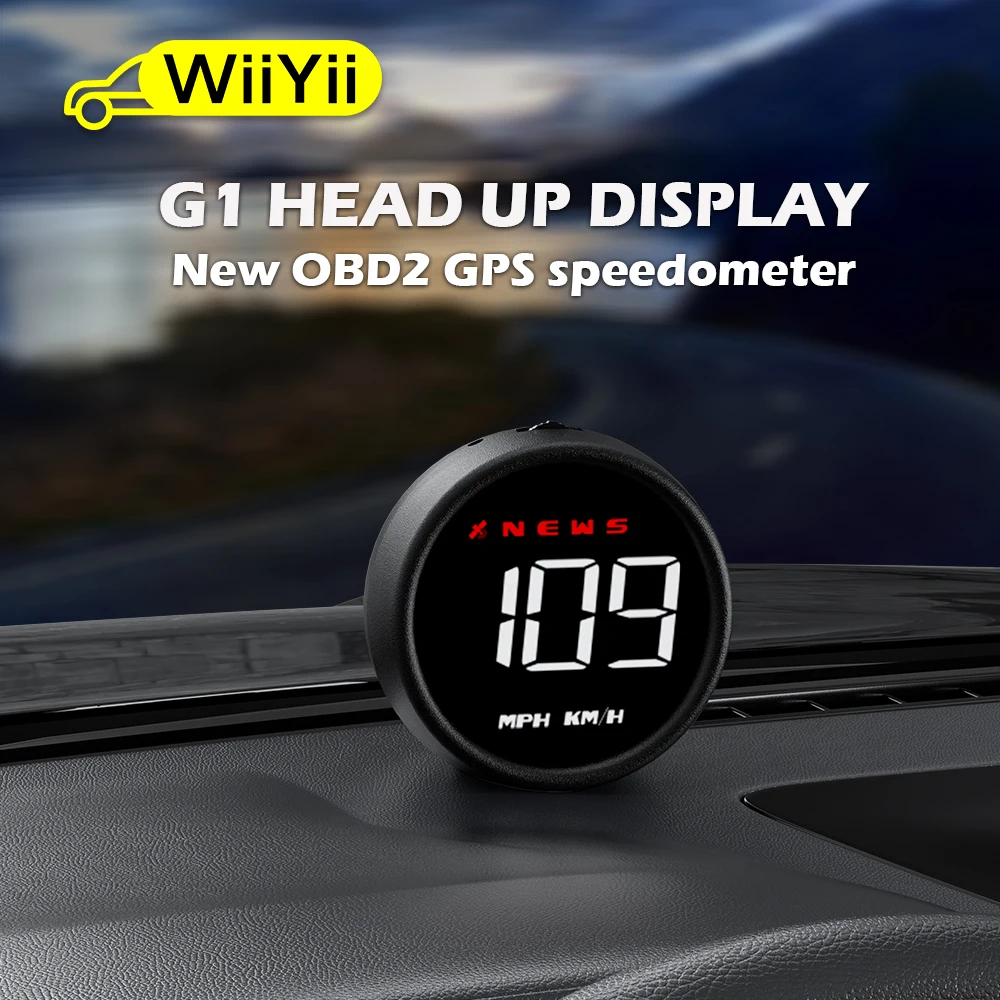 Head Up Display WiiYii G1 Car HUD OBD2 GPS On-board Computer Digital Head Up Display Auto Speedmeter Speed Windshield Projector For All Car