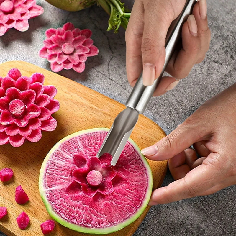 New Dish Placement Carving Set Stainless Steel Carving Knife Fruit Vegetable Carver Kitchen Gadget