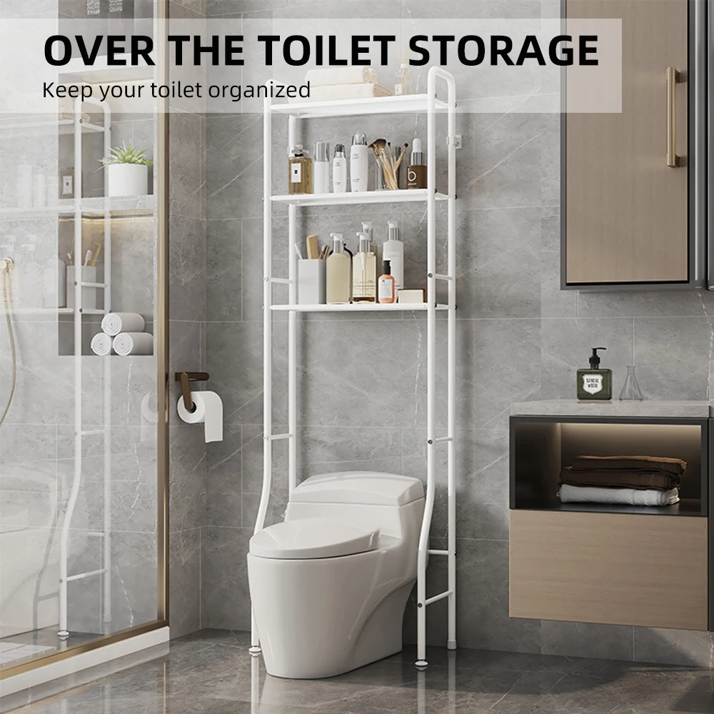 OTK Over-The-Toilet Storage, 3 Tier Bathroom Organizer Shelf, Freestanding Space  Saver with Toilet Paper Holder, Multifunctional - AliExpress
