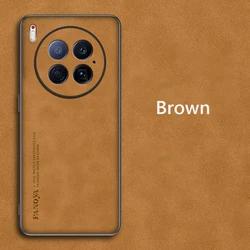 Luxury Retro Leather Skin Feel Shockproof Matte Silicone Case Cover for Tecno Camon 40 Premier (Brown)